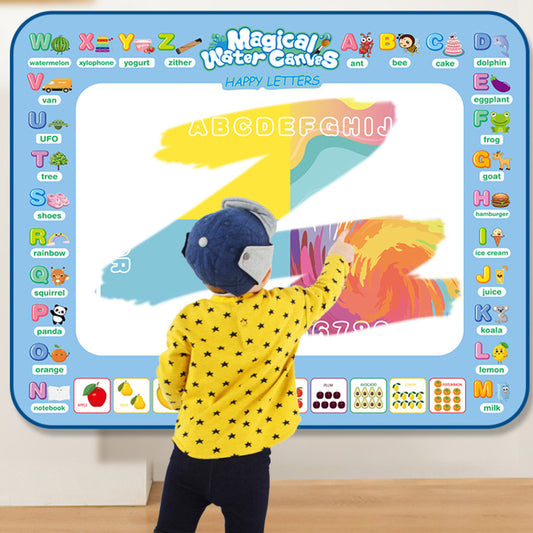 100x80CM Magic Water Drawing Mat Coloring Doodle With Reusable Magic Pens Montessori Painting Board Educational Toys Kids Gifts